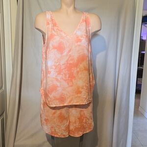 Peach tie dye shorty pajamas set, NEW